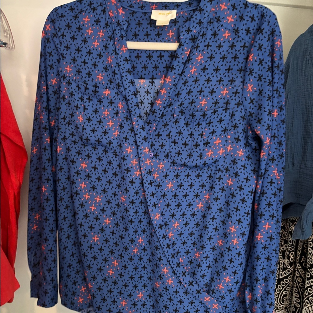 Anthropologie Maeve Eva Wrap Blouse Top sz Medium EUC - Picture 2 of 2